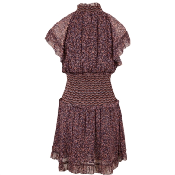 Jonathan Simkhai Serena Floral Mini Dress Size 4 Silk Burgandy and Navy - Picture 6 of 10